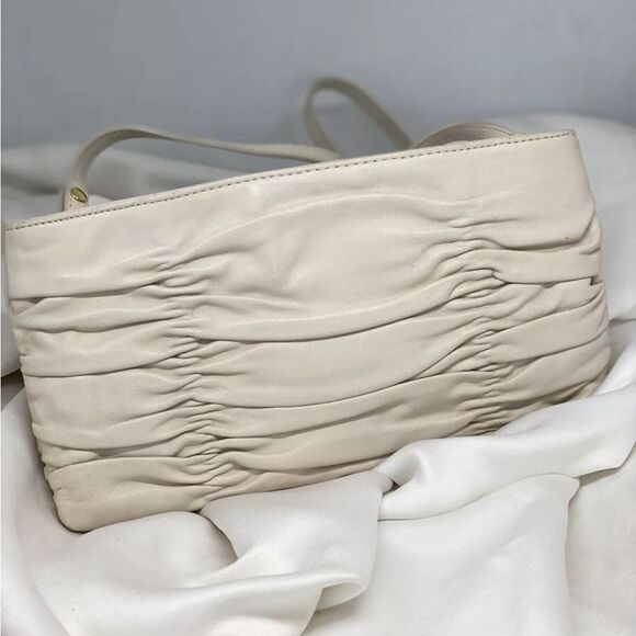 Michael Kors black leather scrunched design clutch with gold accents New… - Picture 10 of 10